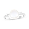 Thumbnail Image 1 of Cultured Pearl & White Lab-Created Sapphire Ring Sterling Silver