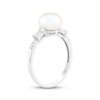 Thumbnail Image 2 of Cultured Pearl & White Lab-Created Sapphire Ring Sterling Silver