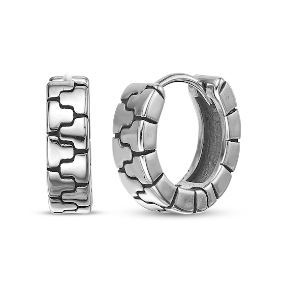Men's Puzzle Pattern Hoop Earrings Stainless Steel
