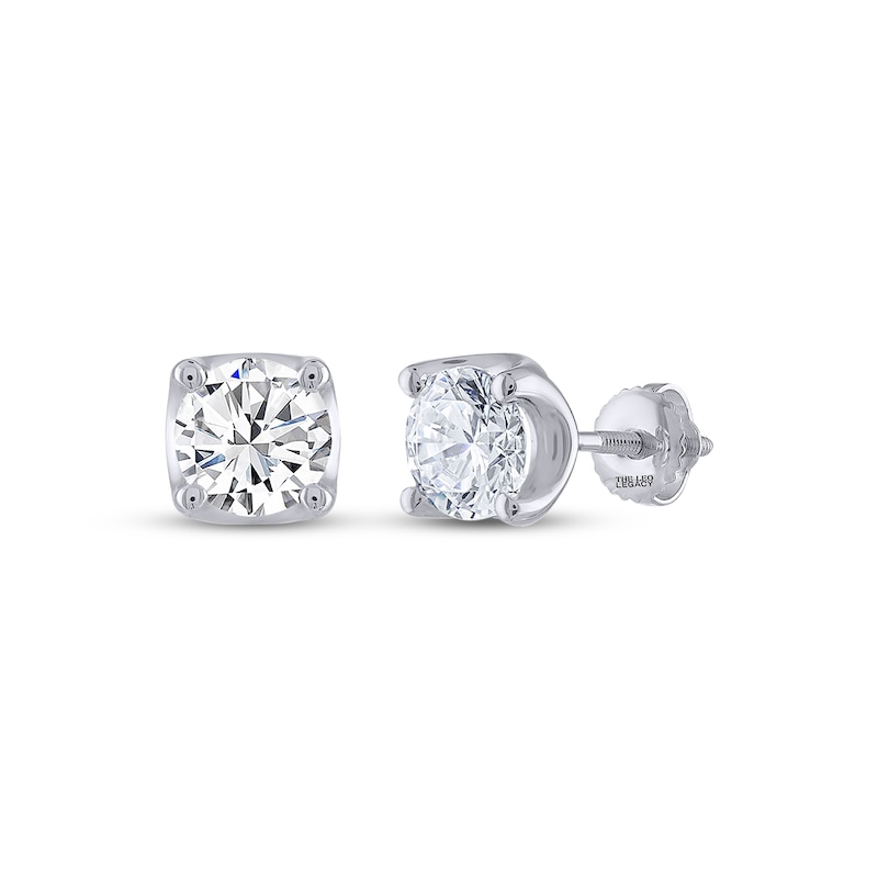 Main Image 1 of THE LEO Legacy Lab-Grown Diamond Round-Cut Solitaire Stud Earrings 2 ct tw 14K White Gold (F/VS2)