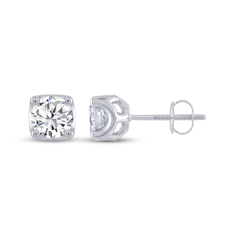 Main Image 3 of THE LEO Legacy Lab-Grown Diamond Round-Cut Solitaire Stud Earrings 2 ct tw 14K White Gold (F/VS2)