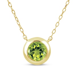 STUDIO BY KAY Peridot Bezel-Set Solitaire Necklace 24K Yellow Gold Vermeil Sterling Silver 18"