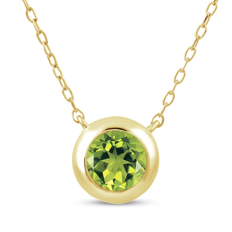 Main Image 1 of STUDIO BY KAY Peridot Bezel-Set Solitaire Necklace 24K Yellow Gold Vermeil Sterling Silver 18"