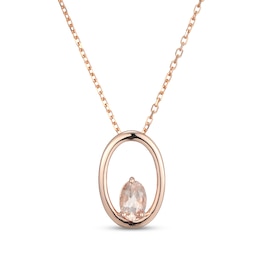 Oval-Cut Morganite Open Frame Necklace 10K Rose Gold 18"
