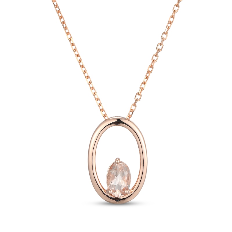Main Image 1 of Oval-Cut Morganite Open Frame Necklace 10K Rose Gold 18"