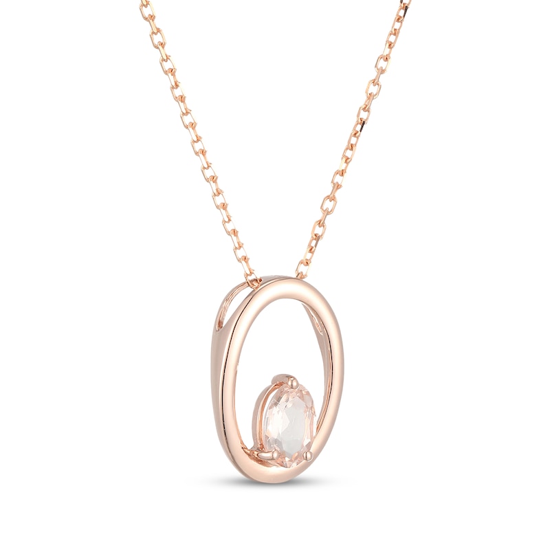Main Image 2 of Oval-Cut Morganite Open Frame Necklace 10K Rose Gold 18"