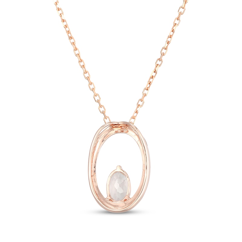 Main Image 3 of Oval-Cut Morganite Open Frame Necklace 10K Rose Gold 18"