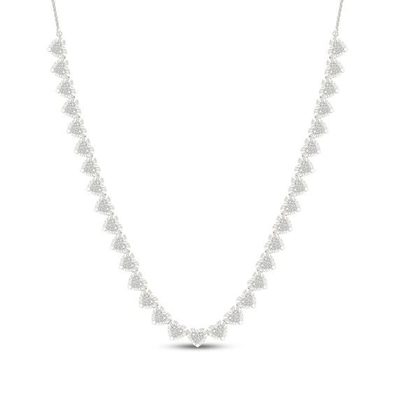 Multi-Diamond Heart Necklace 1/2 ct tw Sterling Silver 17"