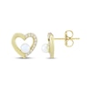 Thumbnail Image 3 of Cultured Pearl & White Lab-Created Sapphire Heart Outline Stud Earrings 10K Yellow Gold