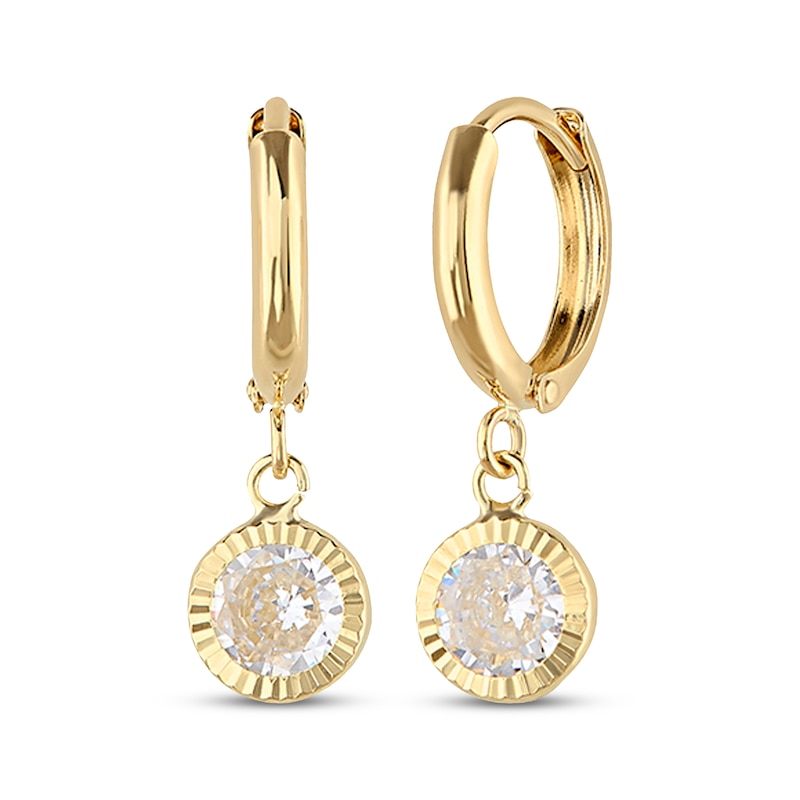 Main Image 1 of Children's Cubic Zirconia Dangle Hoop Earrings 14K Yellow Gold