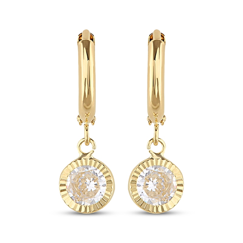 Main Image 2 of Children's Cubic Zirconia Dangle Hoop Earrings 14K Yellow Gold