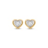 Thumbnail Image 2 of Radiant Reflections Round-Cut Diamond Heart-Shaped Solitaire Stud Earrings 1/8 ct tw 10K Yellow Gold (J/I3)