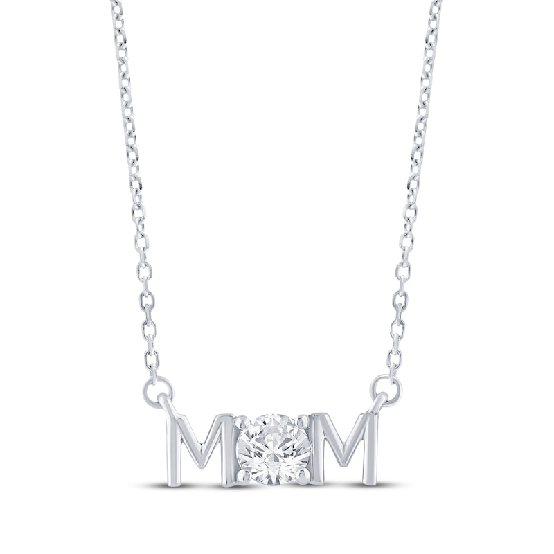 Main Image 1 of STUDIO BY KAY Lab-Grown Diamond "Mom" Necklace 1/4 ct tw Sterling Silver 18"