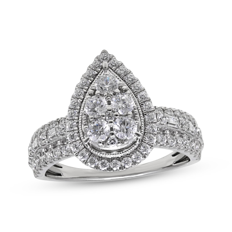 Main Image 1 of Now + Forever Multi-Diamond Pear-Shaped Engagement Ring 1 ct tw 14K White Gold