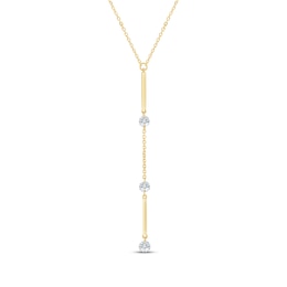 KAY Lab-Grown Diamonds Three-Stone Y-Drop Bar Necklace 1/3 ct tw 10K Yellow Gold 18"