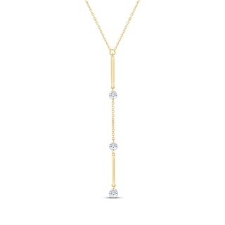 KAY Lab-Grown Diamonds Three-Stone Y-Drop Bar Necklace 1/3 ct tw 10K Yellow Gold 18"