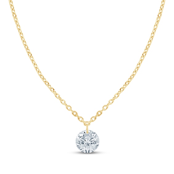 KAY Lab-Grown Diamonds Round-Cut Solitaire Necklace 1/4 ct tw 10K Yellow Gold 18" (F/VS2)