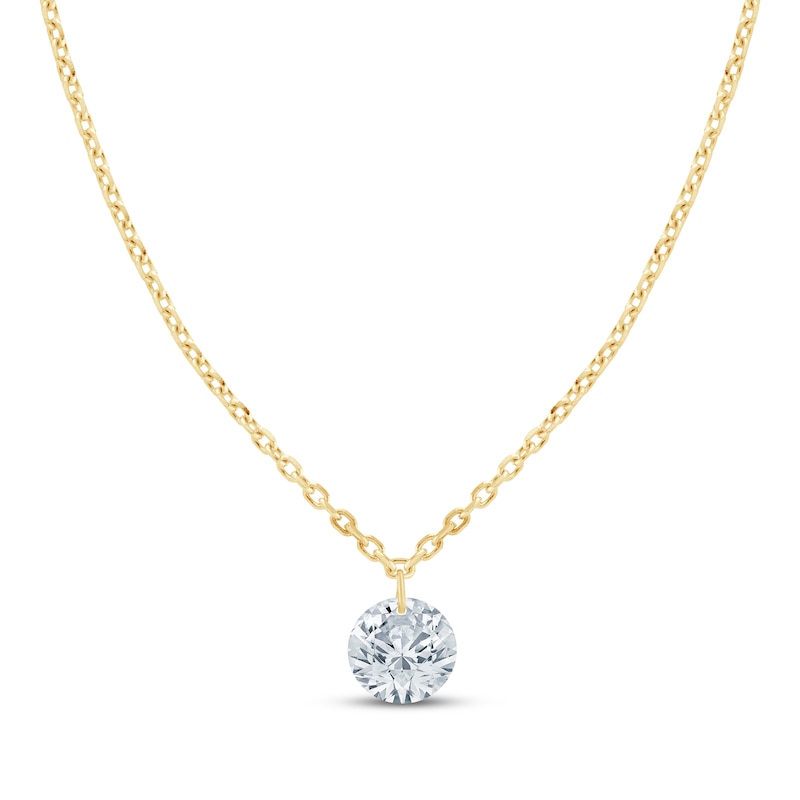 Main Image 1 of KAY Lab-Grown Diamonds Round-Cut Solitaire Necklace 1/4 ct tw 10K Yellow Gold 18" (F/VS2)