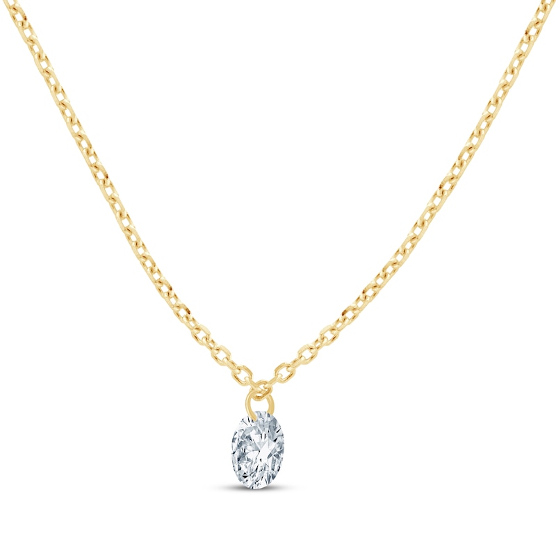 Main Image 2 of KAY Lab-Grown Diamonds Round-Cut Solitaire Necklace 1/4 ct tw 10K Yellow Gold 18" (F/VS2)
