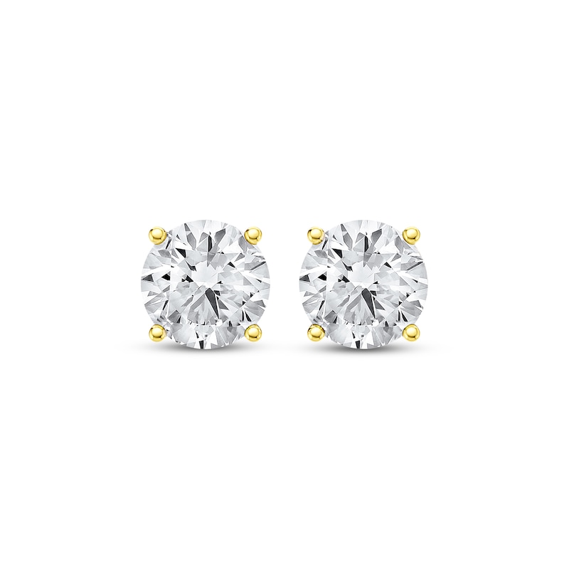 Main Image 2 of KAY Lab-Grown Diamonds Round-Cut Solitaire Stud Earrings 3 ct tw 14K Yellow Gold (F/SI2)