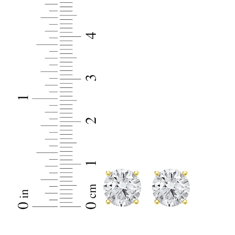Main Image 5 of KAY Lab-Grown Diamonds Round-Cut Solitaire Stud Earrings 3 ct tw 14K Yellow Gold (F/SI2)