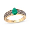 Thumbnail Image 1 of Le Vian Pear-Shaped Emerald Ring 3/8 ct tw Diamonds 14K Honey Gold