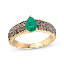 Le Vian Pear-Shaped Emerald Ring 3/8 ct tw Diamonds 14K Honey Gold