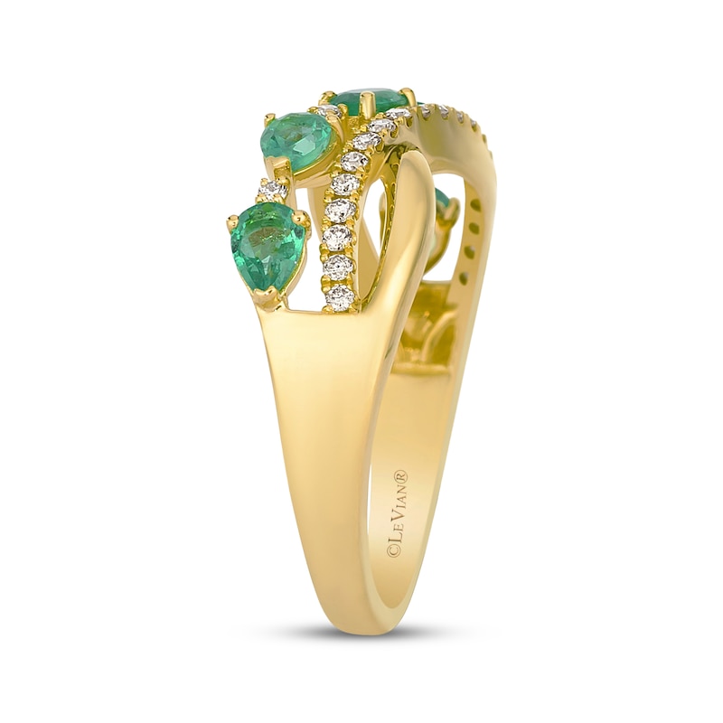 Main Image 2 of Le Vian Emerald Wavy Ring 1/5 ct tw Diamonds 14K Honey Gold