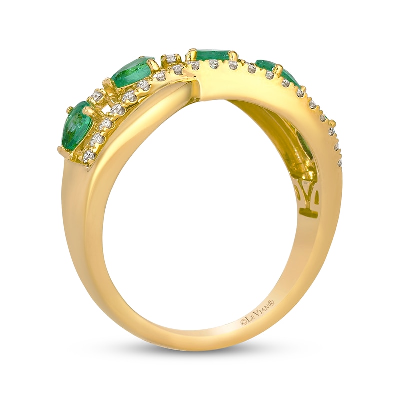 Main Image 3 of Le Vian Emerald Wavy Ring 1/5 ct tw Diamonds 14K Honey Gold
