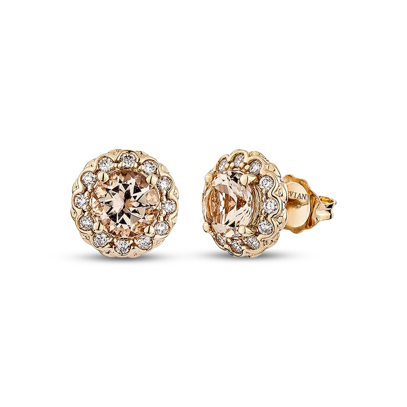 Main Image 1 of Le Vian Morganite Halo Earrings 1/4 ct tw Diamonds 14K Strawberry Gold