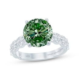 Monique Lhuillier Bliss Round-Cut Green & White Lab-Grown Diamond Engagement Ring 3-3/4 ct tw 18K White Gold