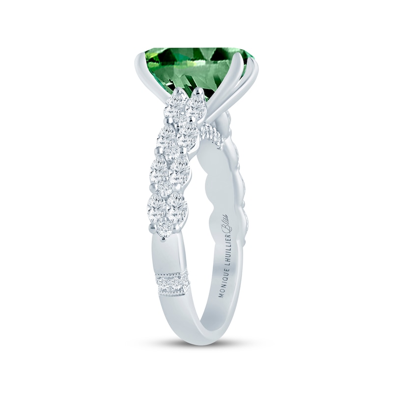Main Image 2 of Monique Lhuillier Bliss Round-Cut Green & White Lab-Grown Diamond Engagement Ring 3-3/4 ct tw 18K White Gold
