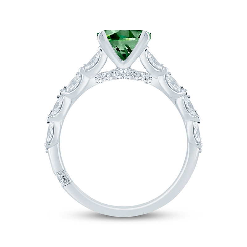 Main Image 3 of Monique Lhuillier Bliss Round-Cut Green & White Lab-Grown Diamond Engagement Ring 3-3/4 ct tw 18K White Gold