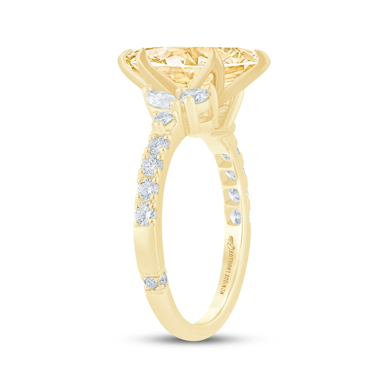 Main Image 2 of Monique Lhuillier Bliss Marquise-Cut Yellow Lab-Grown Diamond & White Lab-Grown Diamond Engagement Ring 2-5/8 ct tw 18K Yellow Gold