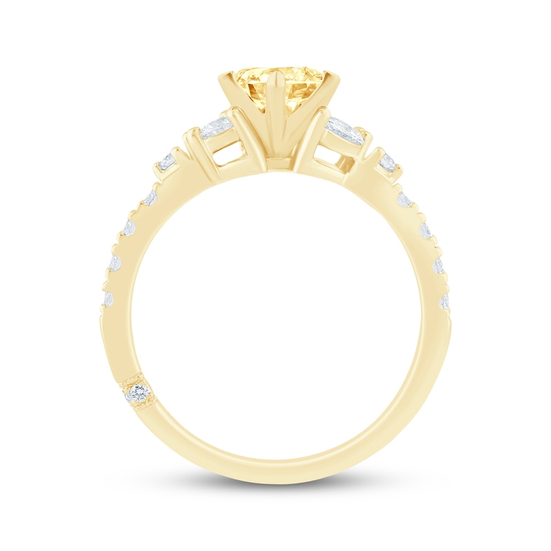 Main Image 3 of Monique Lhuillier Bliss Marquise-Cut Yellow Lab-Grown Diamond & White Lab-Grown Diamond Engagement Ring 2-5/8 ct tw 18K Yellow Gold