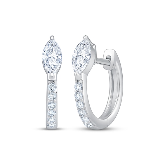 KAY Lab-Grown Diamonds Marquise & Round-Cut Hoop Earrings 5/8 ct tw 10K White Gold