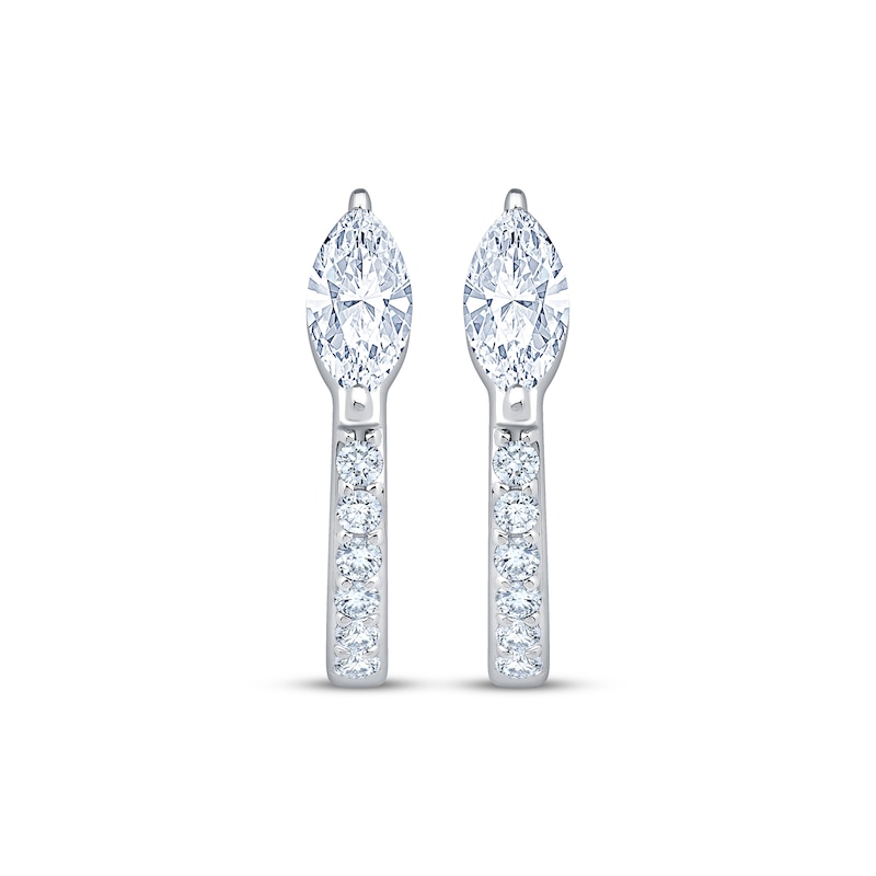 Main Image 2 of KAY Lab-Grown Diamonds Marquise & Round-Cut Hoop Earrings 5/8 ct tw 10K White Gold
