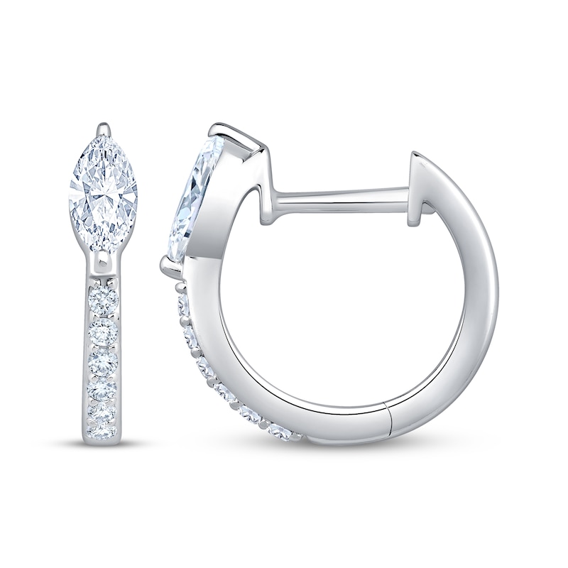 Main Image 3 of KAY Lab-Grown Diamonds Marquise & Round-Cut Hoop Earrings 5/8 ct tw 10K White Gold