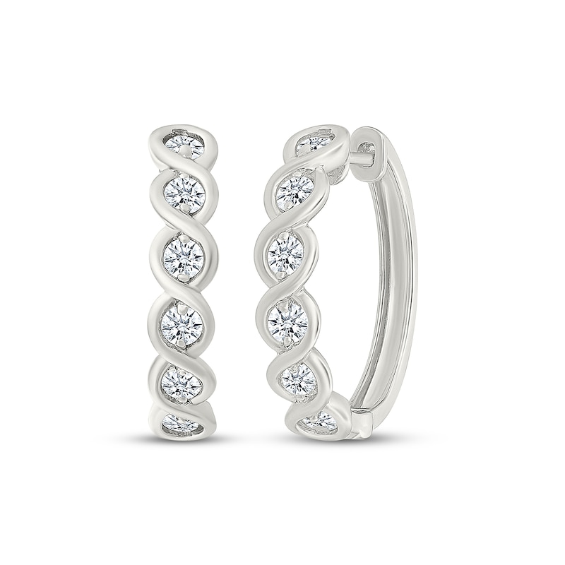 Main Image 1 of KAY Lab-Grown Diamonds Twist Hoop Earrings 1 ct tw 10K White Gold