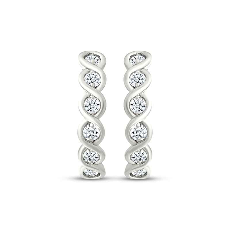Main Image 2 of KAY Lab-Grown Diamonds Twist Hoop Earrings 1 ct tw 10K White Gold
