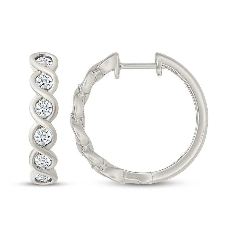 Main Image 3 of KAY Lab-Grown Diamonds Twist Hoop Earrings 1 ct tw 10K White Gold
