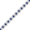 Thumbnail Image 2 of Blue & White Lab-Created Sapphire Halo Bracelet Sterling Silver 7.25"