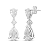 Thumbnail Image 1 of Pear-Shaped & Round-Cut White Lab-Created Sapphire Drop Earrings Sterling Silver