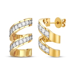 Diamond Twisted Ribbon Earrings 1/5 ct tw 10K Yellow Gold