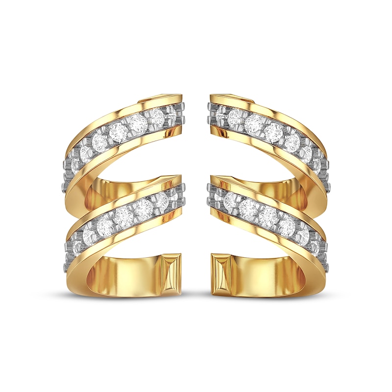 Main Image 2 of Diamond Twisted Ribbon Earrings 1/5 ct tw 10K Yellow Gold
