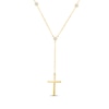 Thumbnail Image 1 of Diamond Cross Y-Drop Station Necklace 1/10 ct tw 18K Yellow Gold Vermeil Sterling Silver 18"