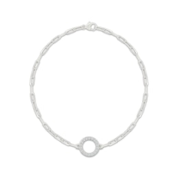 KAY Lab-Grown Diamonds Circle Center Paperclip Chain Bracelet 1/8 ct tw Sterling Silver 7.5"