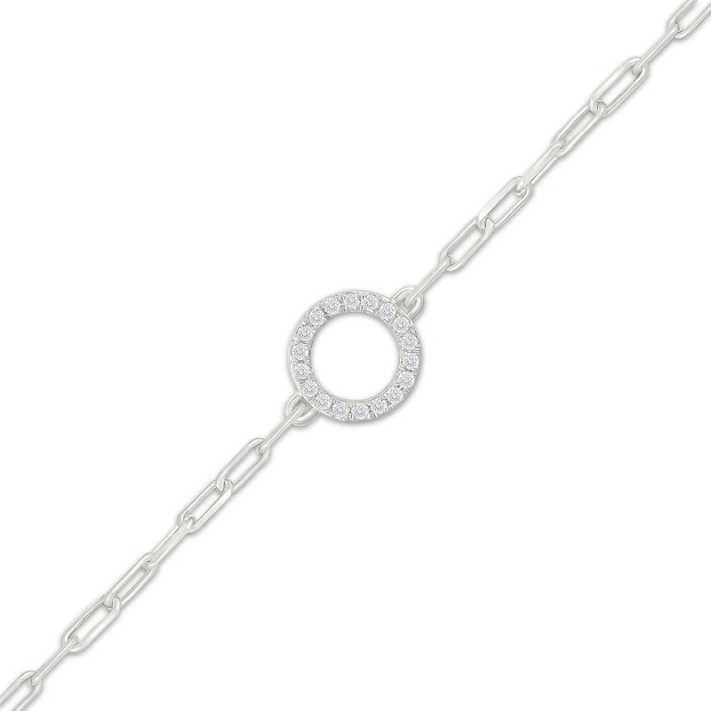 Main Image 2 of KAY Lab-Grown Diamonds Circle Center Paperclip Chain Bracelet 1/8 ct tw Sterling Silver 7.5"