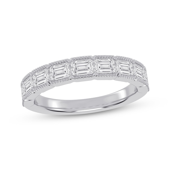 Now + Forever Lab-Grown Diamonds Emerald-Cut Anniversary Ring 1-3/8 ct tw 14K White Gold