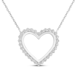 Diamond Heart Outline Necklace 1/5 ct tw Sterling Silver 18"